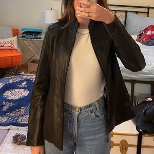 DKNY leather zip jacket